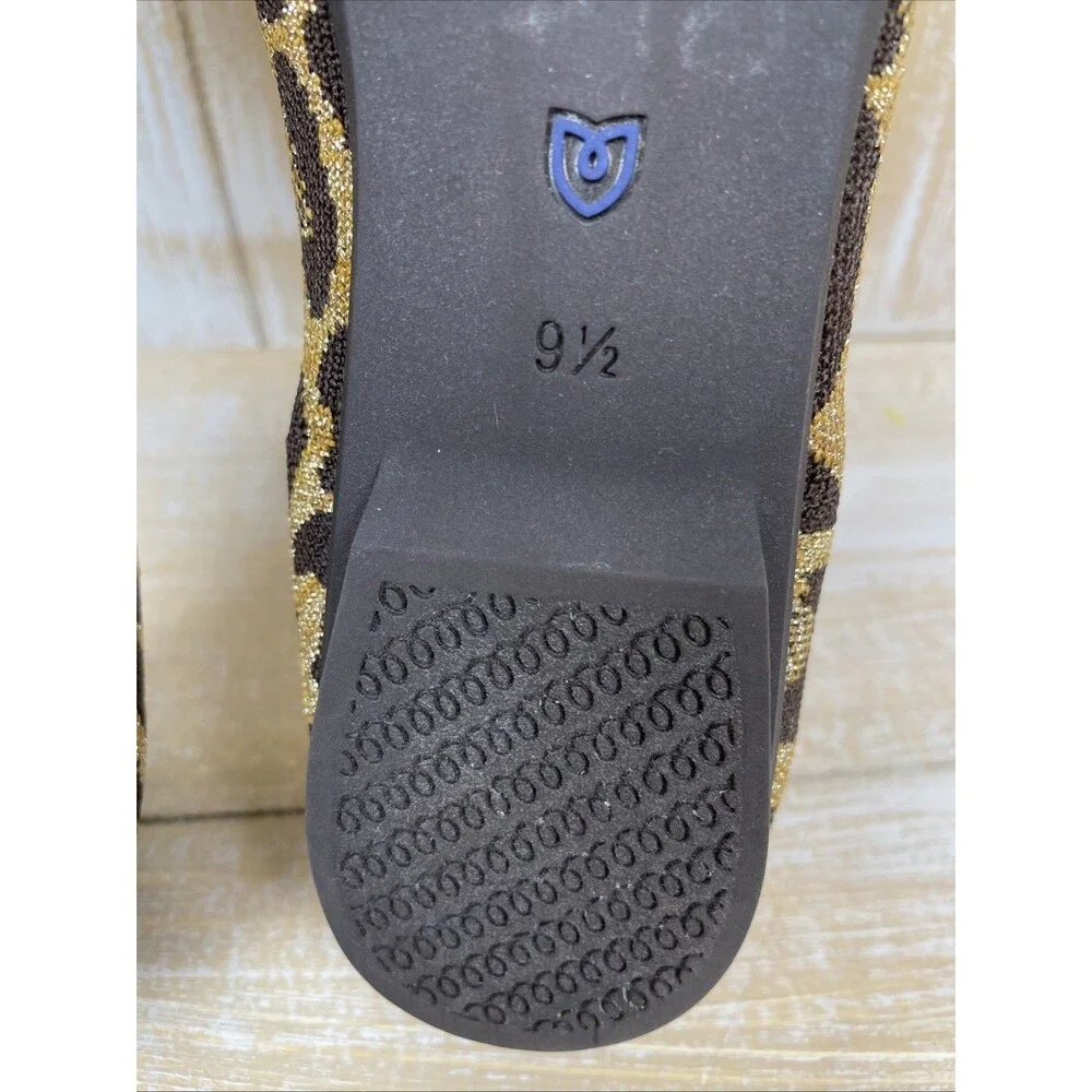 Rothy's The Point II Metallic Cat Leopard Print Slip On Flat Shoes Size 9.5 - Picture 10 of 10